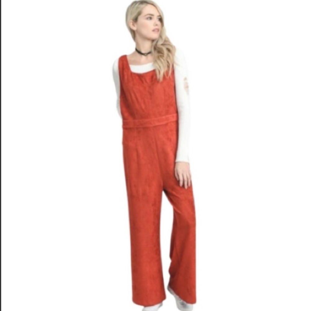 NWT Jodifl Burnt Orange Romper, Zip, Suede (faux)